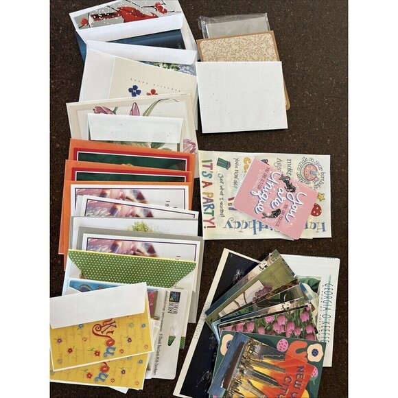 Greeting Card And Postcards Lot Of 40+Cards With Envelopes Misc Variety - Picture 1 of 7